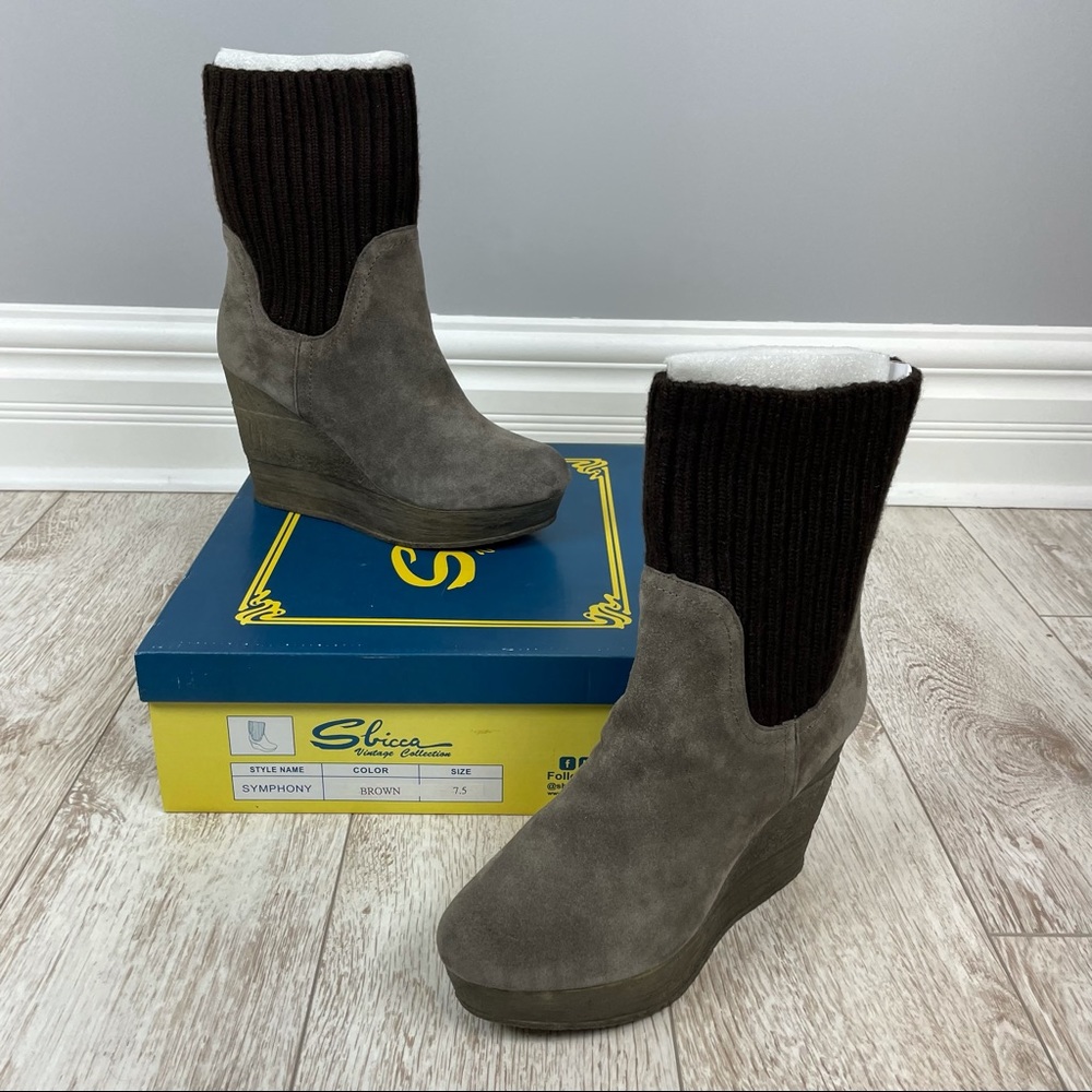 Sbicca 7.5 NEW suede platform sock boots